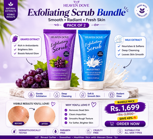 🍇 Heaven Dove Exfoliating Scrub Bundle – Grapes Extract + Milk Extract | Pack of 2