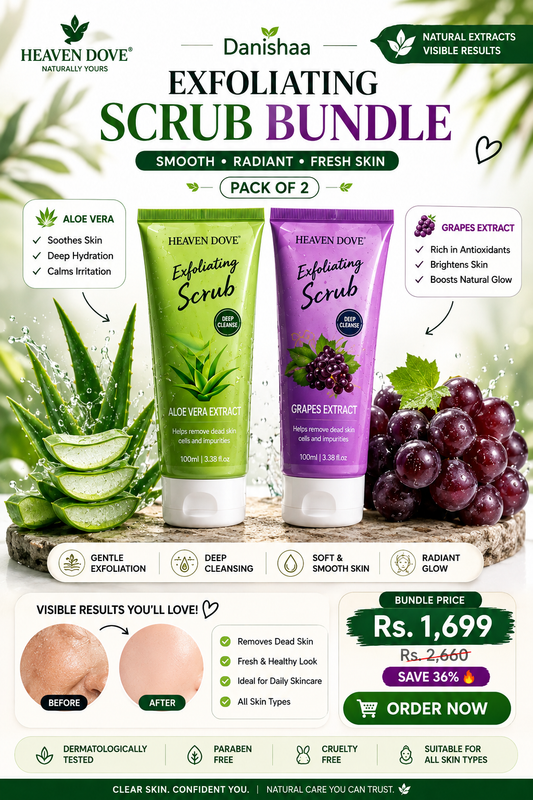 🌿 Heaven Dove Exfoliating Scrub Bundle – Aloe Vera + Grapes Extract | Pack of 2